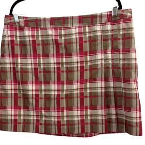 Izod Gold Plaid Skort Lined NEW Golf Country Club Preppy Size 16 Activewear